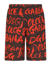 Long swim trunks with logo print - | Dolce & Gabbana