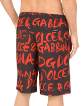 Long swim trunks with logo print - | Dolce & Gabbana