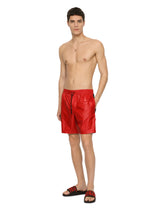 Mid-length swim trunks with side bands - | Dolce & Gabbana