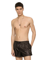 Short swim trunks with heraldic patch - | Dolce & Gabbana