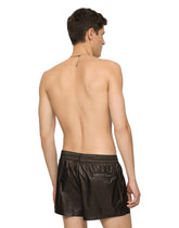 Short swim trunks with heraldic patch - | Dolce & Gabbana