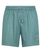 Mid-length swim trunks with heraldic patch - | Dolce & Gabbana