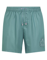 Mid-length swim trunks with heraldic patch - | Dolce & Gabbana