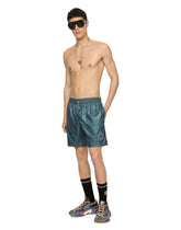 Mid-length swim trunks with heraldic patch - | Dolce & Gabbana