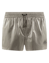 Short iridescent nylon swim trunks with patch - | Dolce & Gabbana