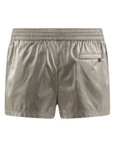 Short iridescent nylon swim trunks with patch - | Dolce & Gabbana