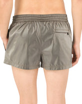 Short iridescent nylon swim trunks with patch - | Dolce & Gabbana