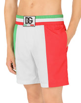 Mid-length swim trunks with Italy DG logo - | Dolce & Gabbana