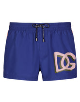 Short patchwork swim trunks with DG print - | Dolce & Gabbana