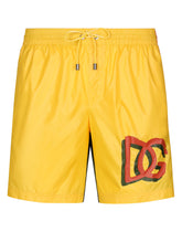 Mid-length patchwork swim trunks with DG print - | Dolce & Gabbana