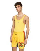 Mid-length patchwork swim trunks with DG print - | Dolce & Gabbana