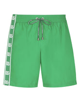 Mid-length swim trunks with DG logo band - | Dolce & Gabbana