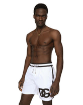 Mid-length swim trunks with DG patch - | Dolce & Gabbana