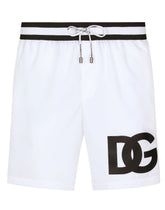 Mid-length swim trunks with DG patch - | Dolce & Gabbana