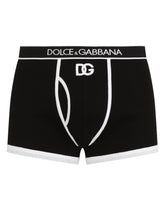 Fine-rib cotton boxers with DG logo - | Dolce & Gabbana