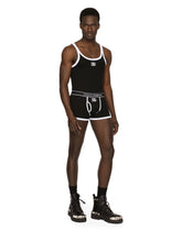 Fine-rib cotton boxers with DG logo - | Dolce & Gabbana
