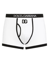 Fine-rib cotton boxers with DG logo - | Dolce & Gabbana