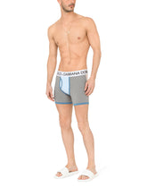 Long-leg stretch cotton patchwork boxers - | Dolce & Gabbana