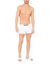 Two-way stretch cotton boxers with patch - | Dolce & Gabbana
