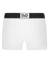 Two-way stretch cotton boxers with D&G patch - | Dolce & Gabbana