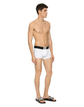 Two-way stretch cotton boxers with D&G patch - | Dolce & Gabbana