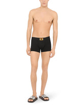 Two-way-stretch jersey boxers with DG patch - | Dolce & Gabbana