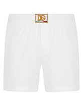 Long-leg two-way-stretch jersey boxers with DG patch - | Dolce & Gabbana