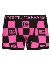 Damier-print jersey boxers with DG logo - | Dolce & Gabbana