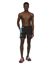 Mid-length swim trunks with spray-paint DG print - | Dolce & Gabbana