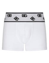 Fine-rib cotton boxers with DG logo - | Dolce & Gabbana