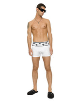 Fine-rib cotton boxers with DG logo - | Dolce & Gabbana