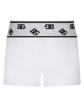 Fine-rib cotton boxers with DG logo - | Dolce & Gabbana
