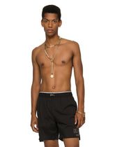 Mid-length swim trunks with DG logo patch - | Dolce & Gabbana