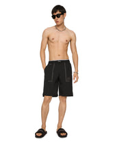 Long swim trunks with DG logo band - | Dolce & Gabbana