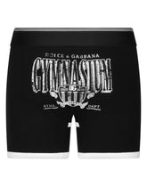 Long-leg two-way stretch cotton boxers with print - | Dolce & Gabbana