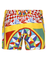 Short swim trunks with Carretto print - | Dolce & Gabbana