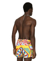 Short swim trunks with Carretto print - | Dolce & Gabbana
