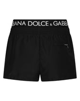 Short swim trunks with branded band - | Dolce & Gabbana
