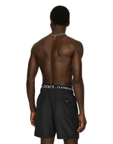Mid-length swim trunks with branded band - | Dolce & Gabbana