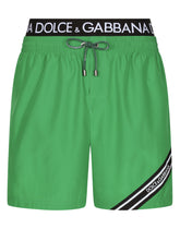 Mid-length swim trunks with branded band - | Dolce & Gabbana