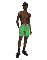 Mid-length swim trunks with branded band - | Dolce & Gabbana