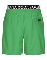 Mid-length swim trunks with branded band - | Dolce & Gabbana