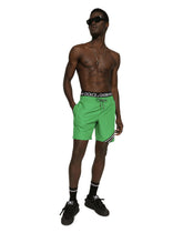 Mid-length swim trunks with branded band - | Dolce & Gabbana