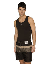 Mid-length swim shorts with horizontal bands - | Dolce & Gabbana