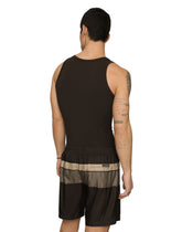 Mid-length swim shorts with horizontal bands - | Dolce & Gabbana