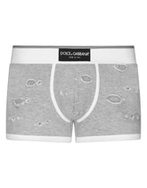 Cotton fleece boxers with patch - | Dolce & Gabbana