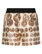 Coin print silk shorts - | Dolce & Gabbana