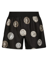 Coin print silk shorts - | Dolce & Gabbana
