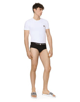 Cotton undershirt with DG crest - | Dolce & Gabbana
