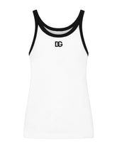 Fine-rib cotton singlet with DG patch - | Dolce & Gabbana